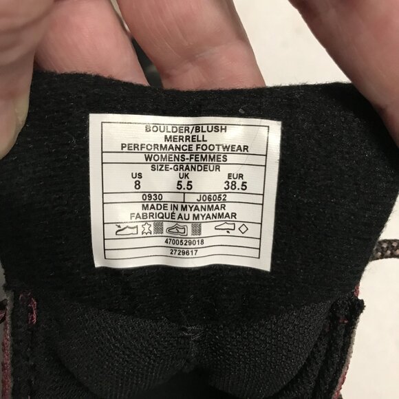Merrell Womens Boulder Blush Hiking Boots Size 8 US/38.5 EU Vibram Soles Suede & - Picture 5 of 11
